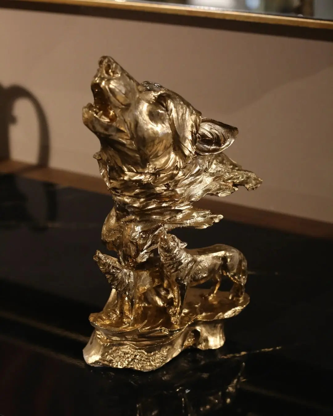 bronze wolf statue