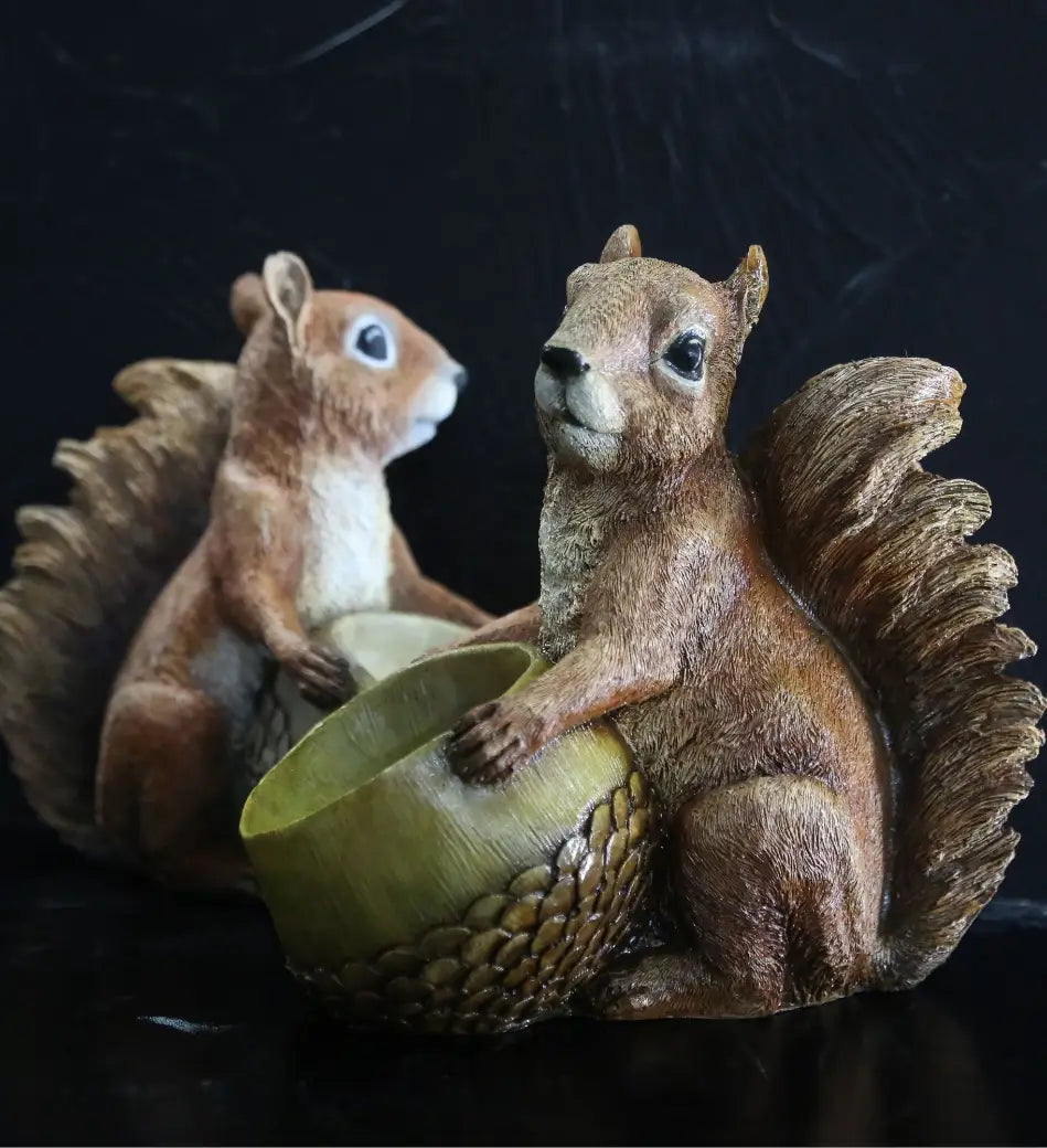 Double Squirrel Statue