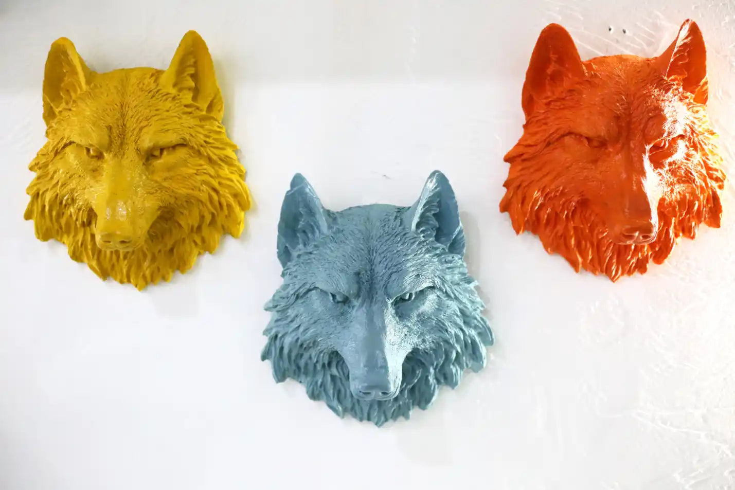 Colored Wolf Bust Wall Sculpture