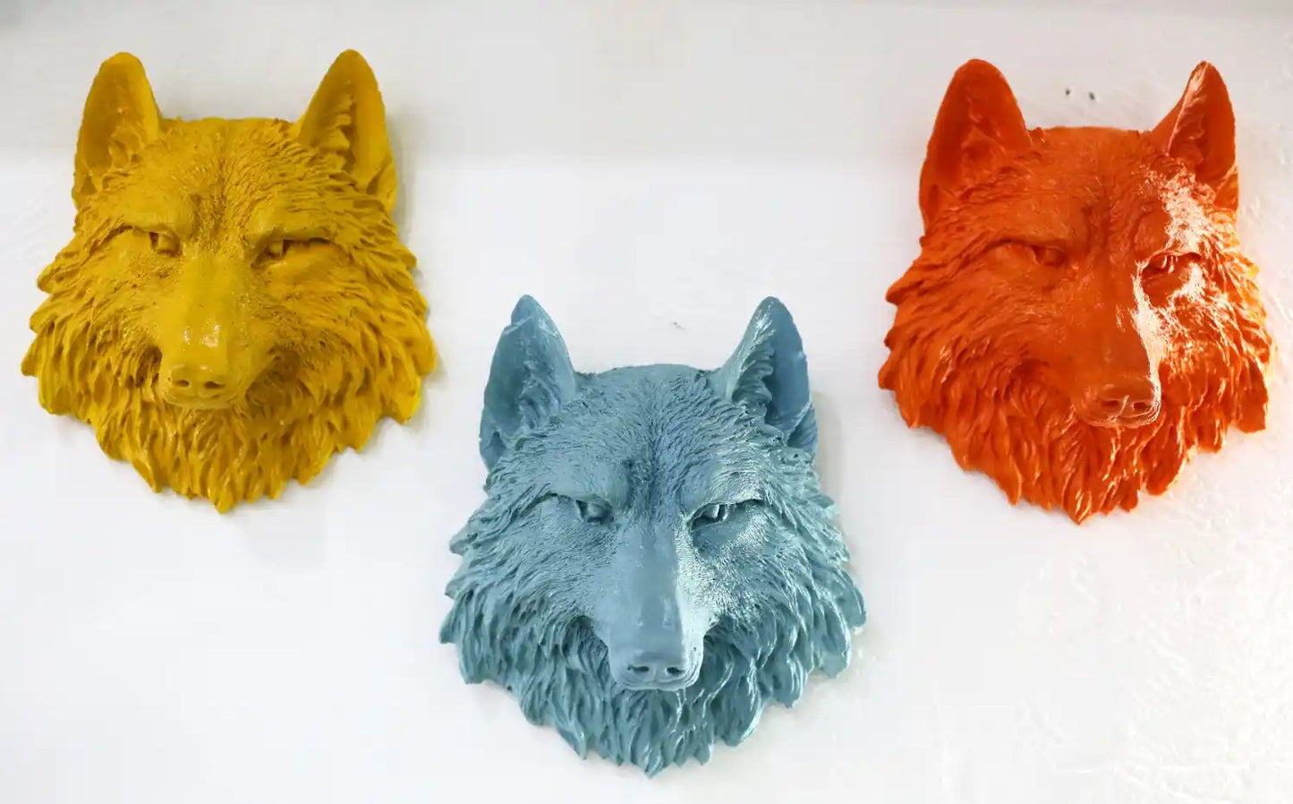 Colored Wolf Bust Wall Sculpture