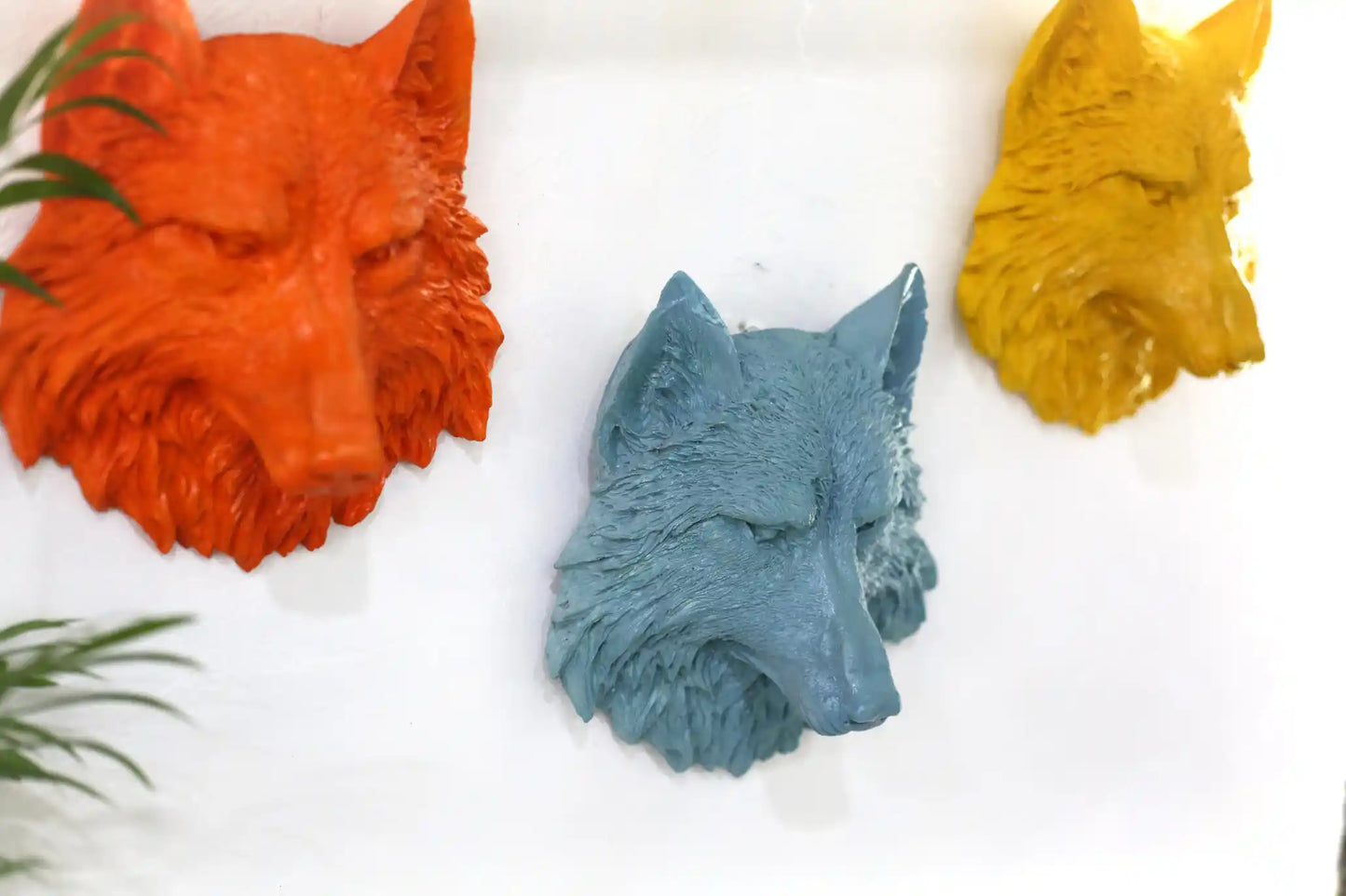 Colored Wolf Bust Wall Sculpture