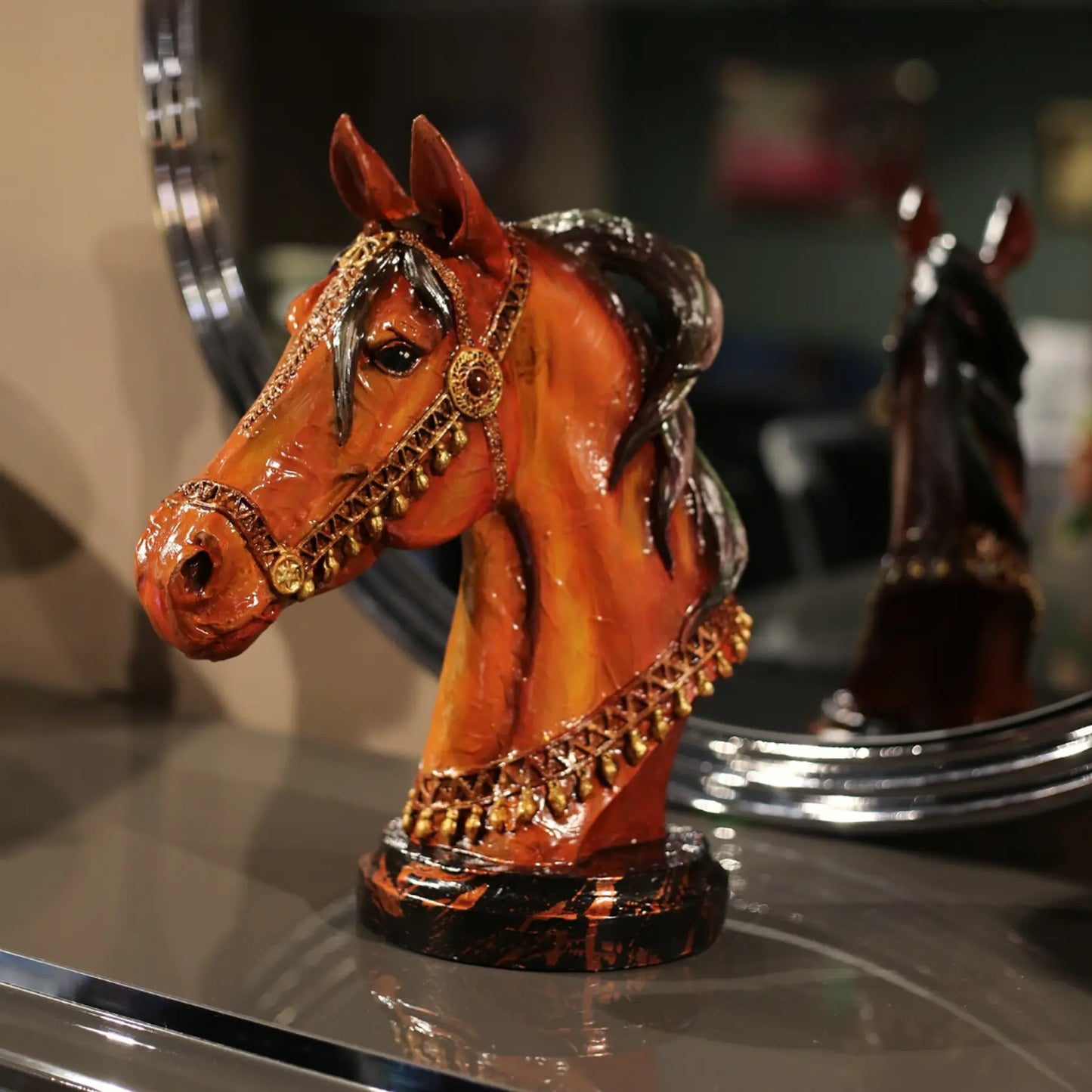 Arabian Horse Bust brown left close by view