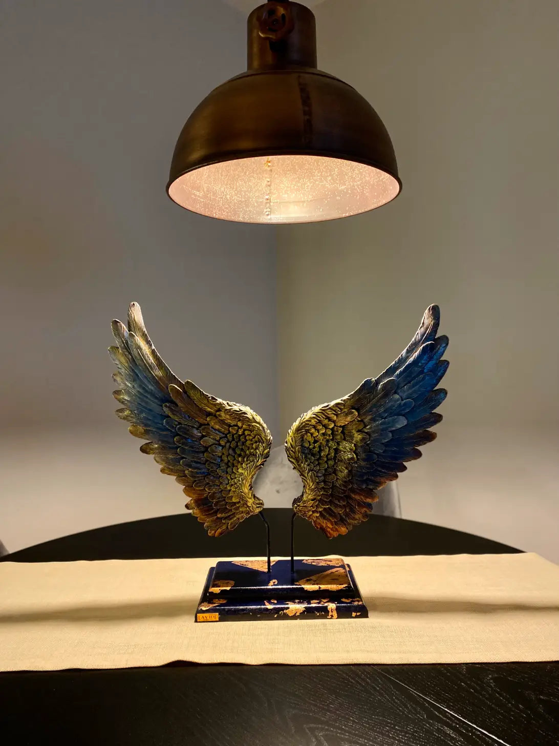 angle wings front view under lamp