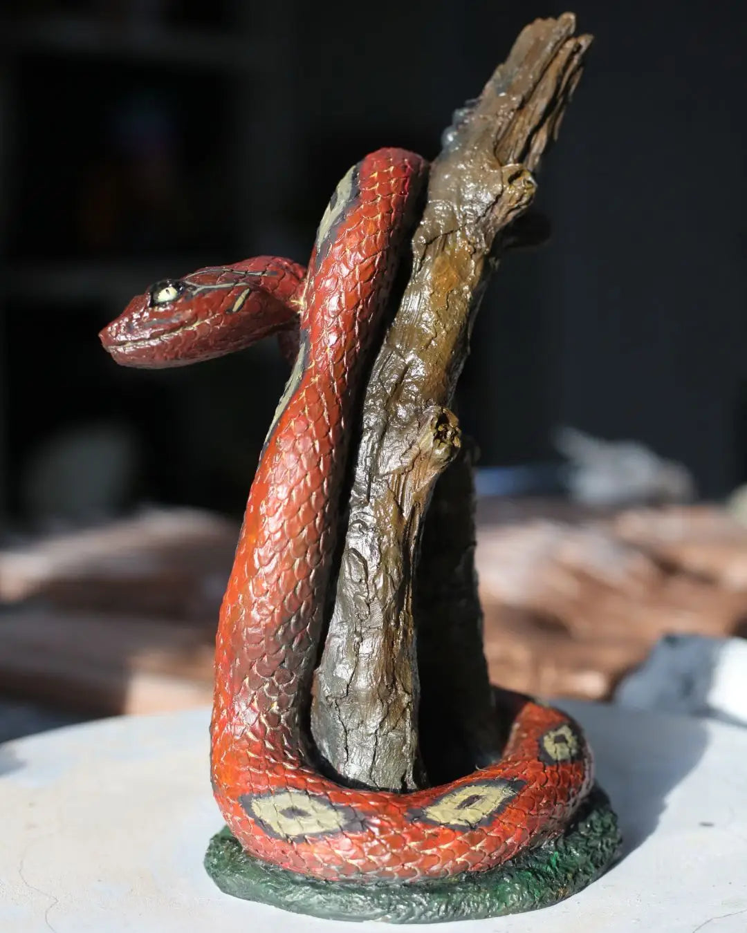 Red Snake Statue