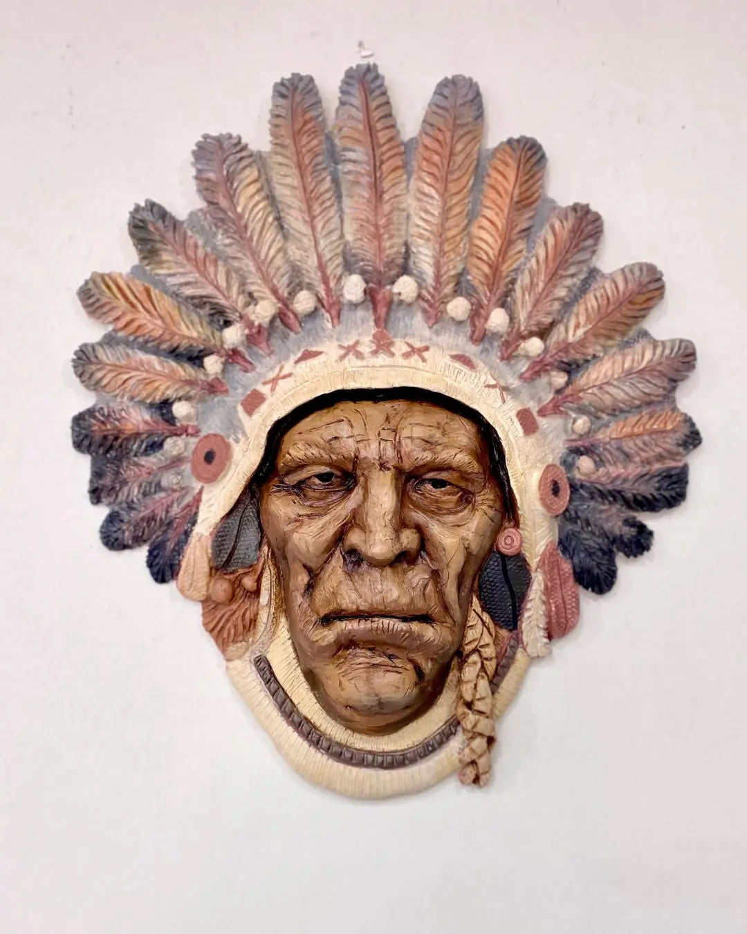 Native American Bust Wall Sculpture